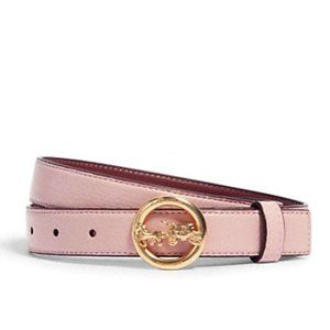 COACH PINK BLOSSOM/GOLD HORSE & CARRIAGE BUCKLE BELT, 25MM SIZE XL